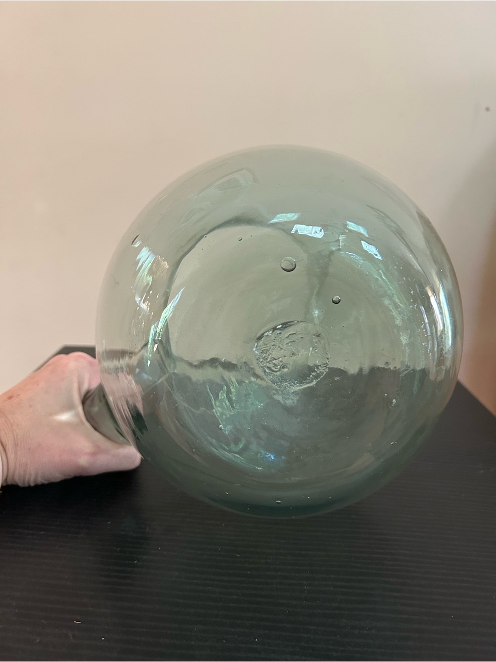 Crate & Barrel Clear Bubble Art Glass Pitcher Jug 9” - Picture 5 of 5